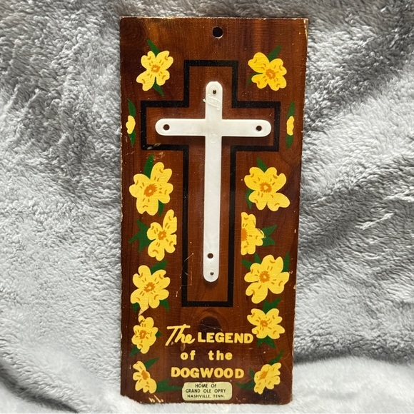 Vintage Legend of the Dogwood Wall Plaque Cross Floral Christian Decor - Picture 1 of 6